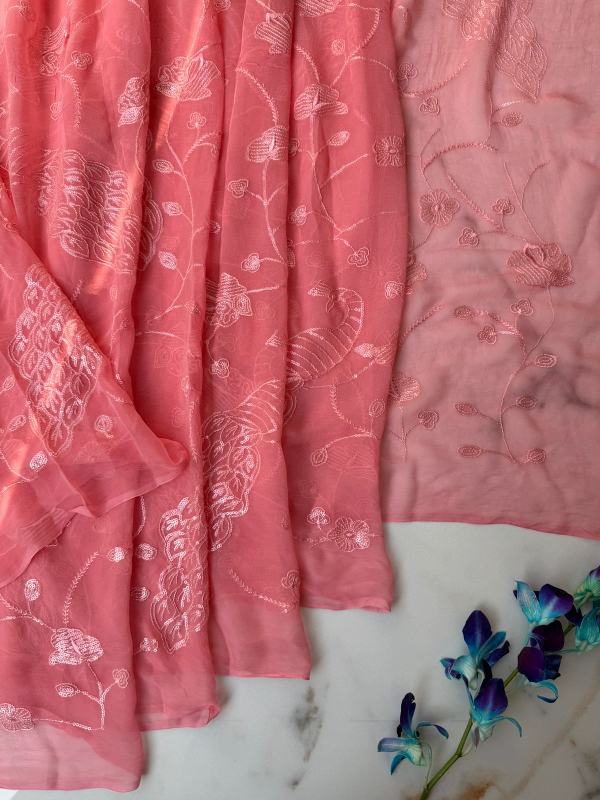 Peach USA Saree