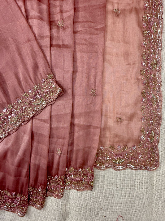 Pink with stone Designer Saree in usa  