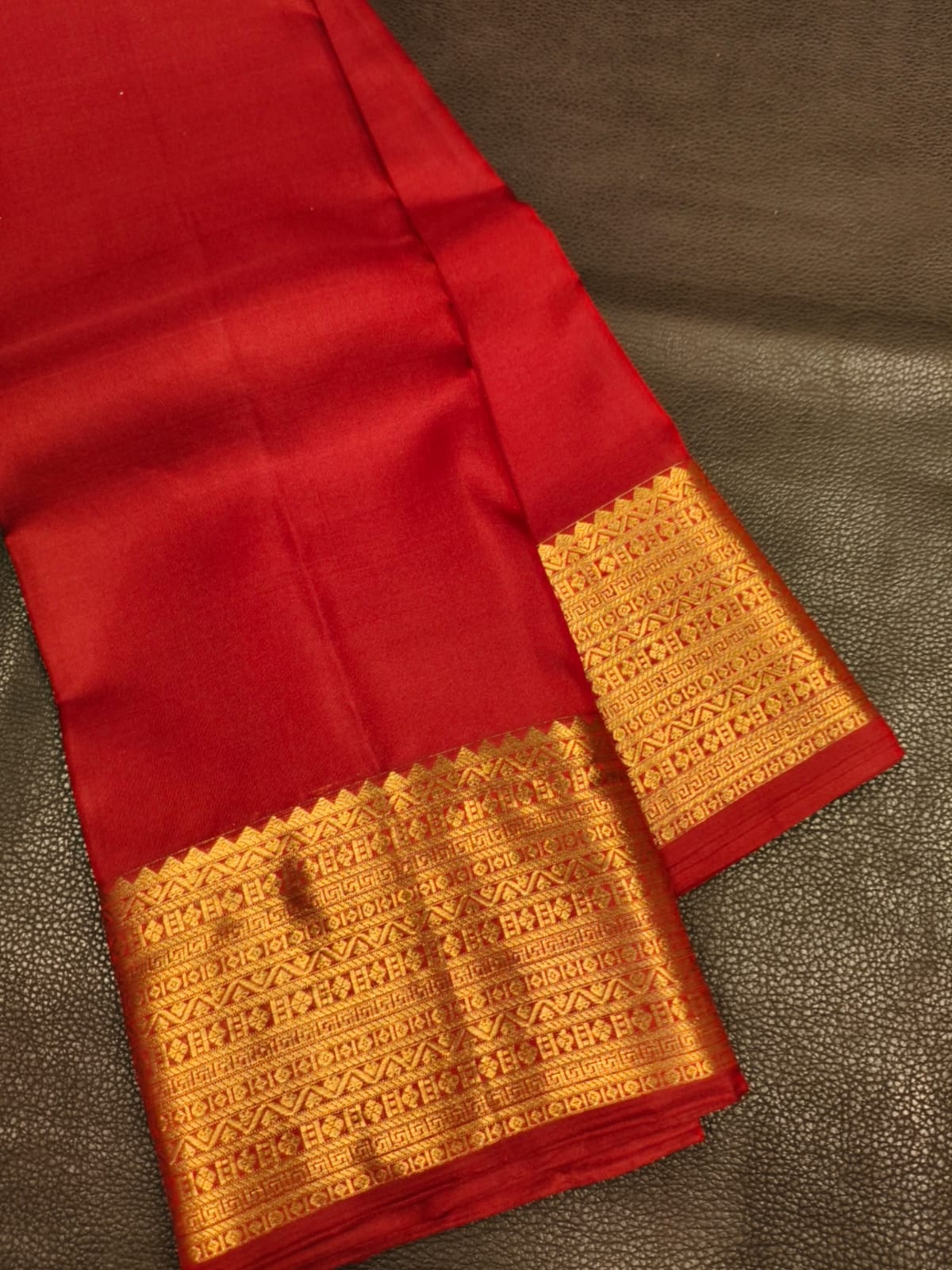 Red with Golden Pure Handloom Saree