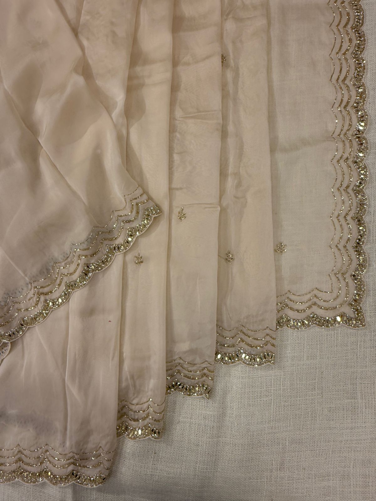 White With Golden Border Designer Saree In USA