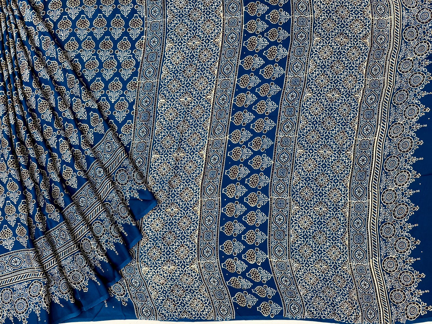 Blue Crepe saree