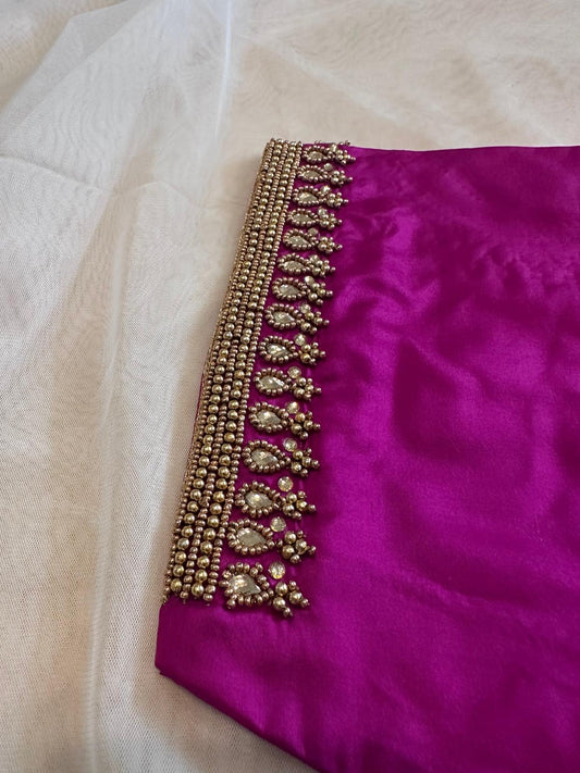 Pink Low Neck Model Blouse online USA - Custom Blouse Online