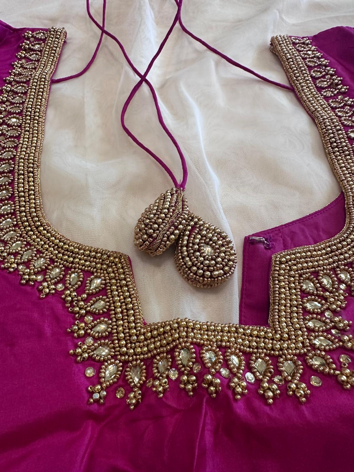 Pink Low Neck Model Blouse online USA - Custom Blouse Online