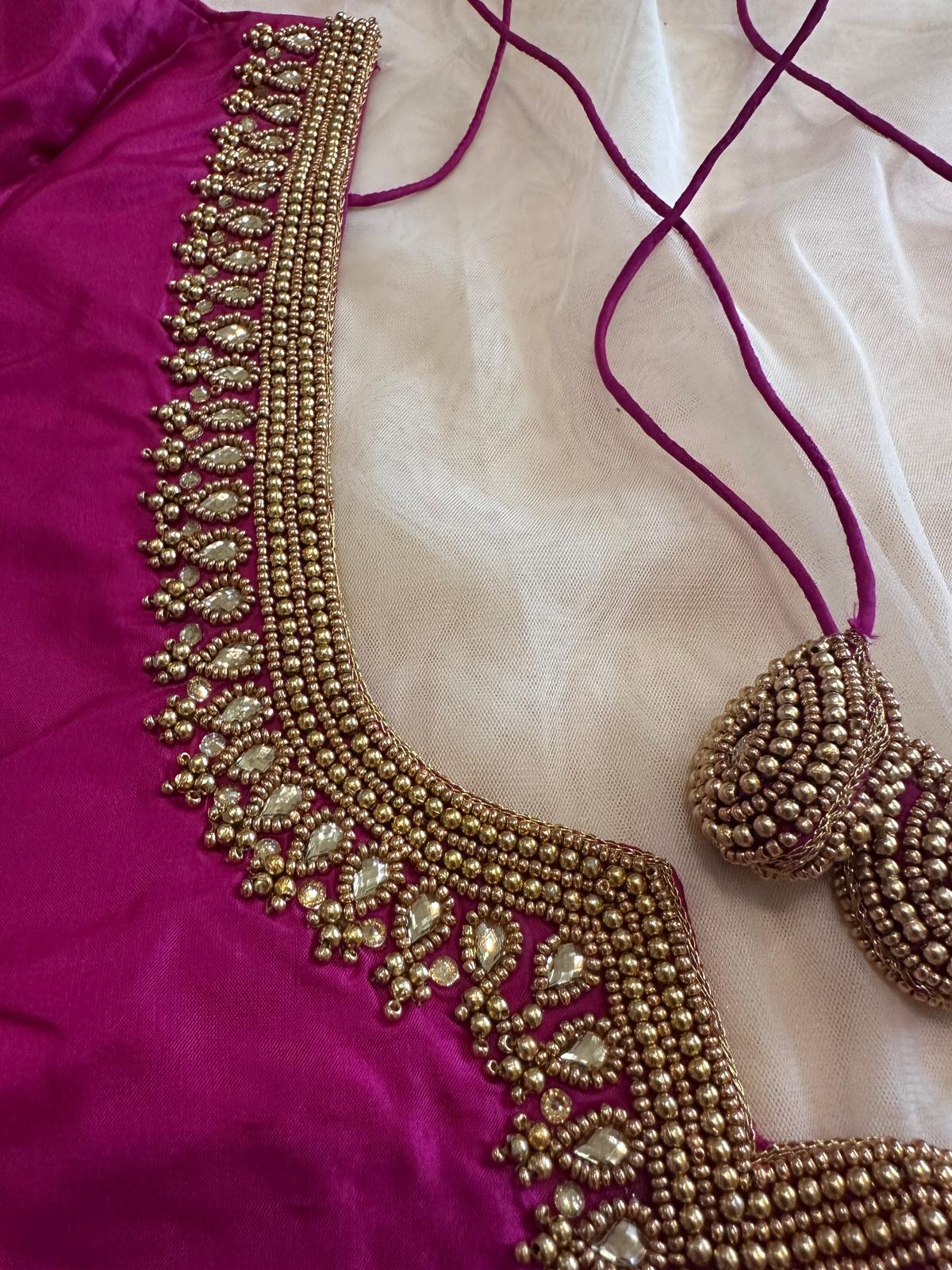 Pink Low Neck Model Blouse online USA - Custom Blouse Online