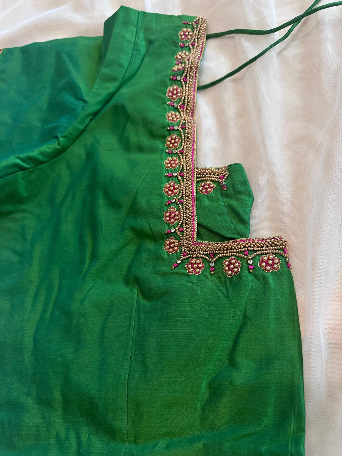 Green Model Blouse online USA - Custom Blouse Online