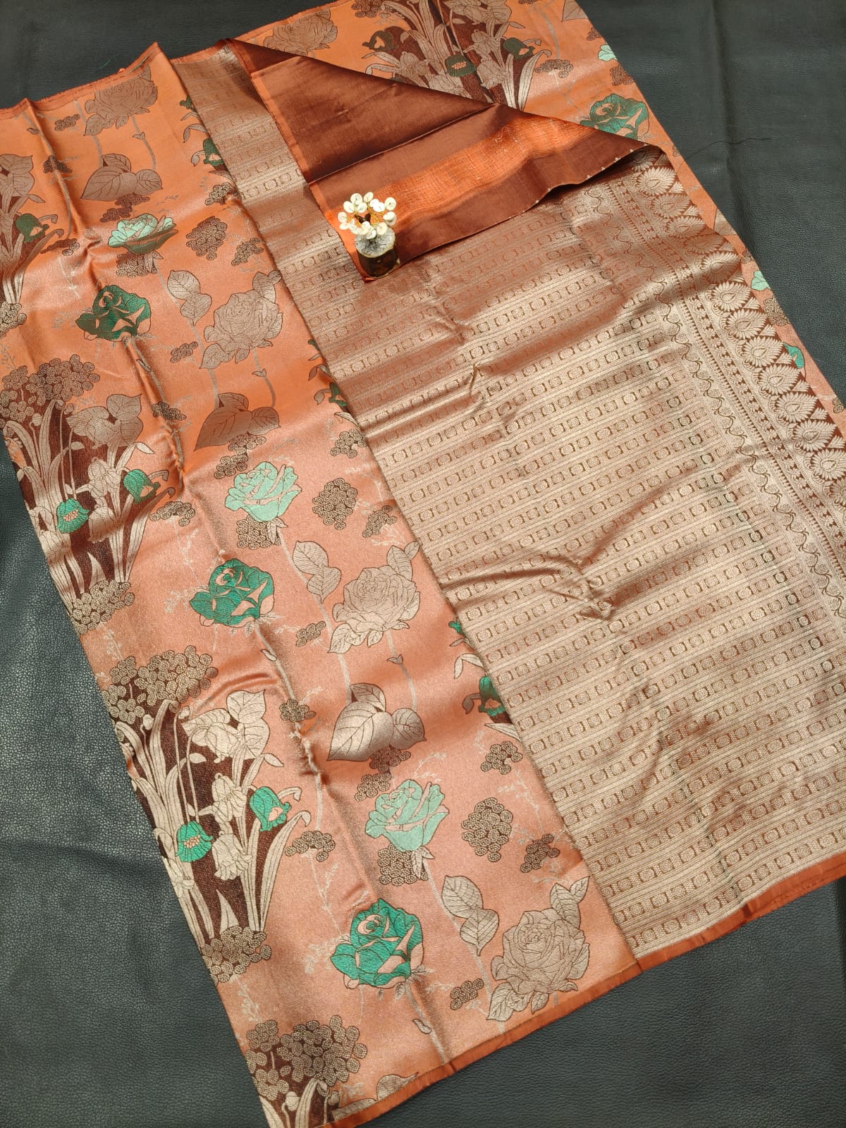 3-D Orange Digital Printed Saree for Women – Stylish & Trendy Ethnic Wear