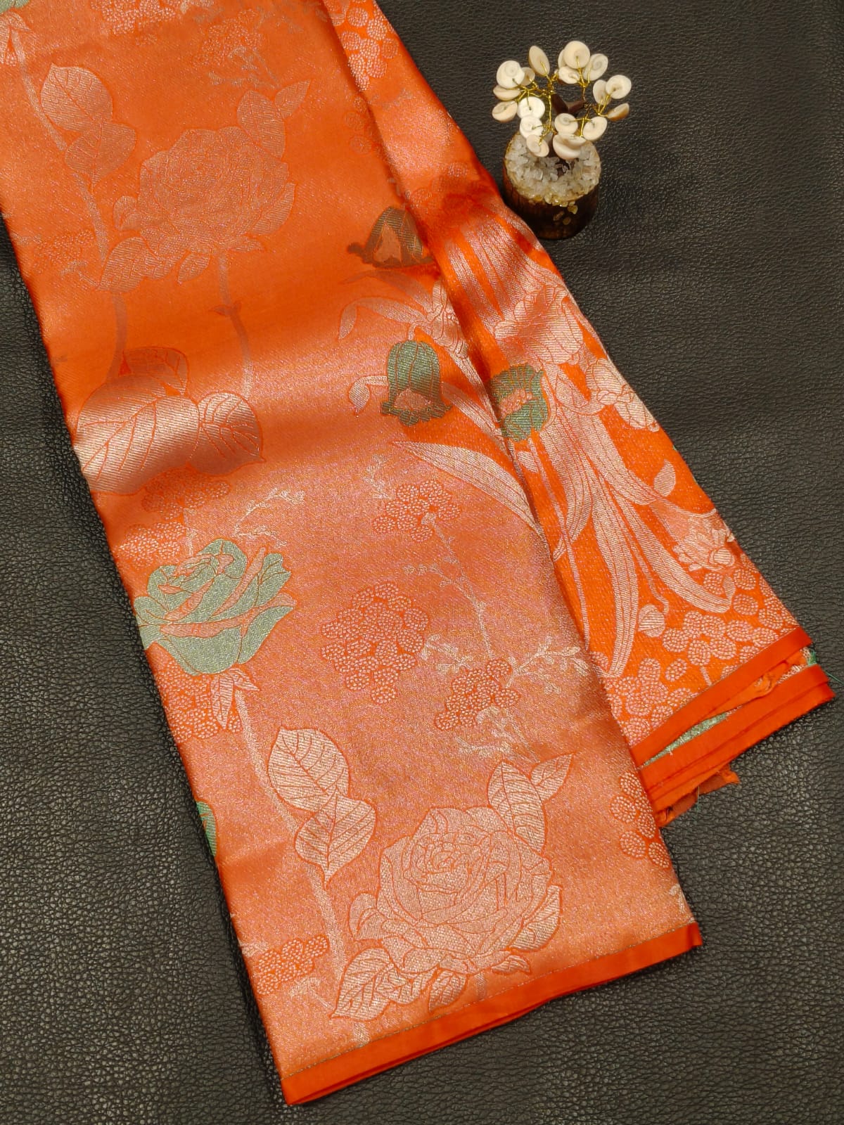 3-D Orange Digital Printed Saree for Women – Stylish & Trendy Ethnic Wear
