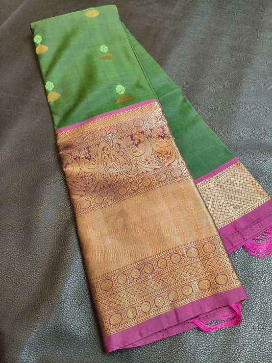 Dark Green With Gold Half Kanchi Saree USA