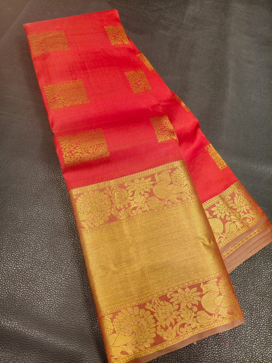 Red With Gold Half Kanchi Saree USA