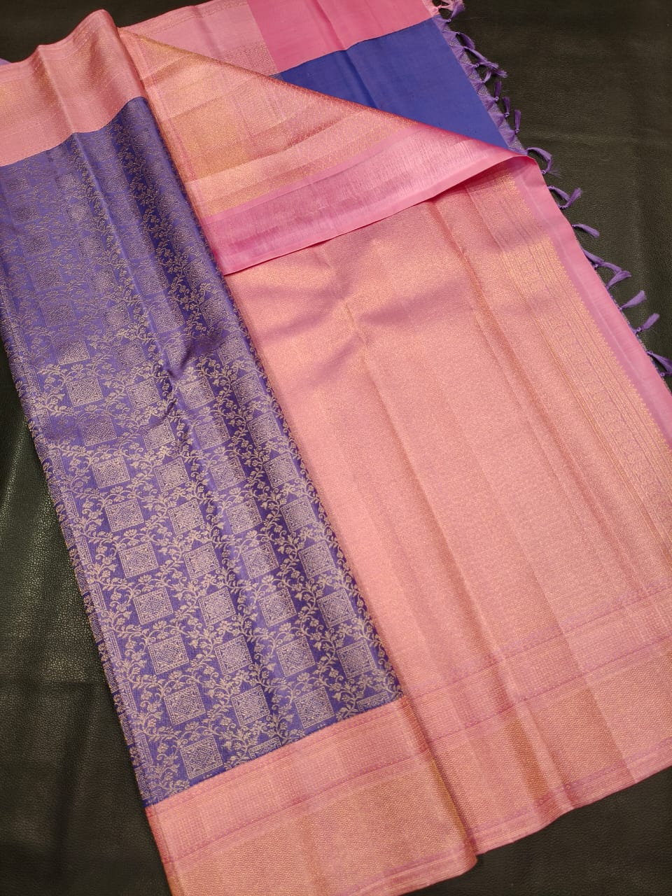 Purple with pink Kanchi Silk Saree