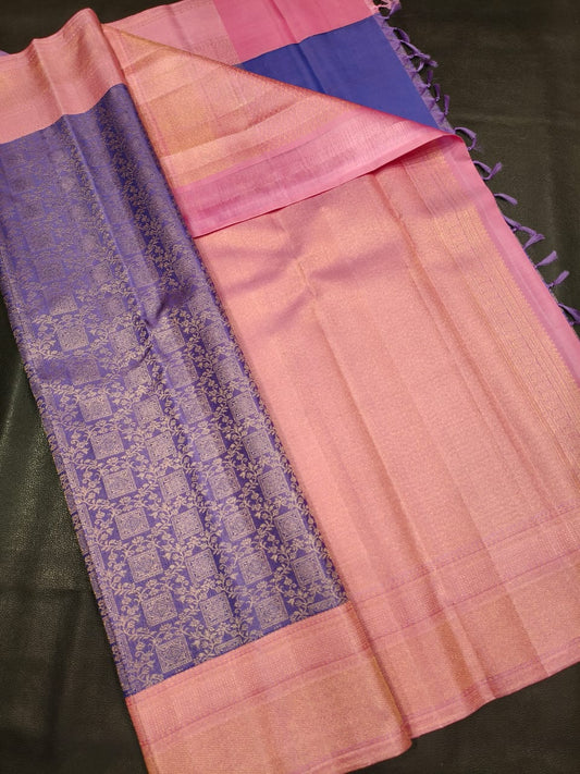 Purple with pink Kanchi Silk Saree