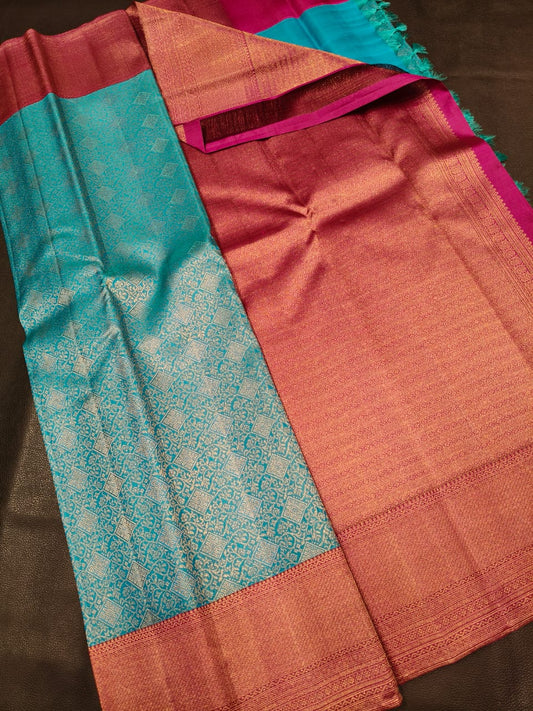 Sky Blue Kanchi Silk Saree