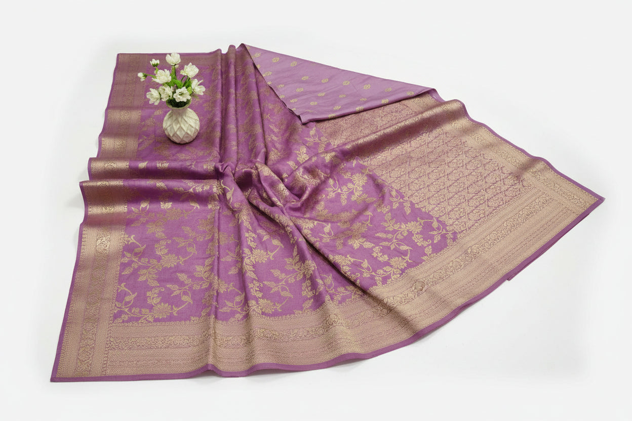 Semi silk Banarasi pink Saree