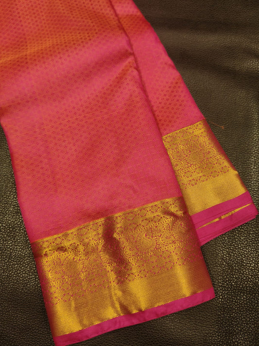 Pink and purple  with Gold Pure Jangala Saree 