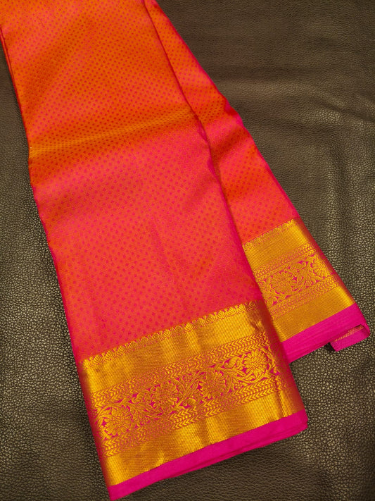 Orange with Gold Pure Jangala Saree 