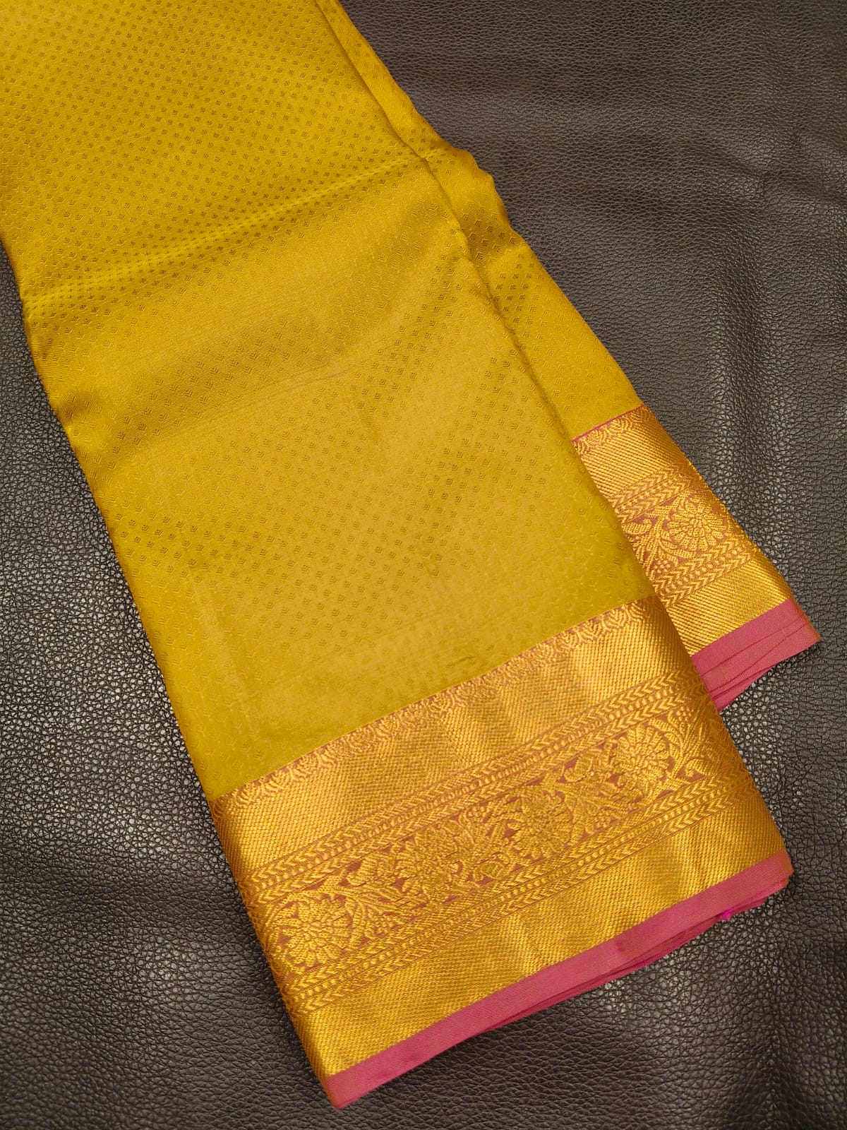 Yellow  with Gold Pure Jangala Saree 