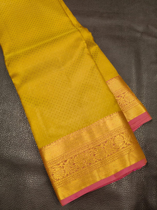 Yellow  with Gold Pure Jangala Saree 