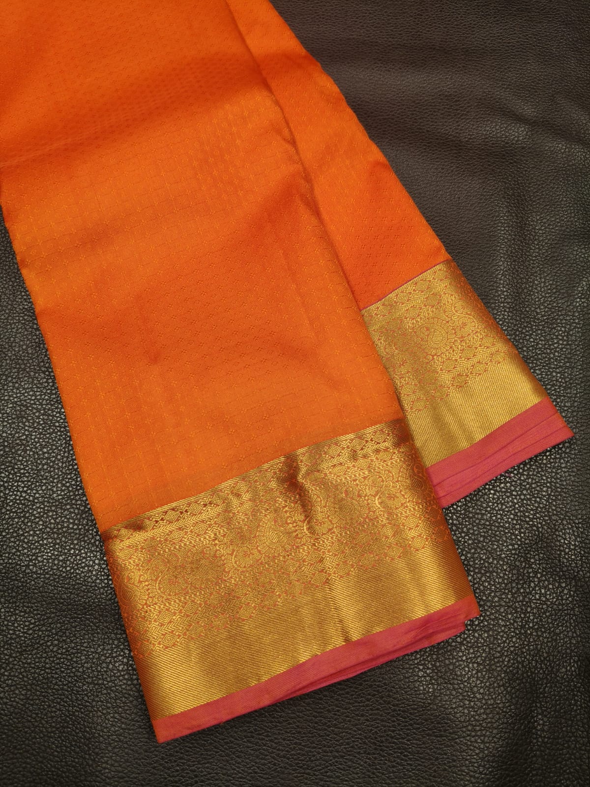 Orange and pink with Gold Pure Jangala Saree 