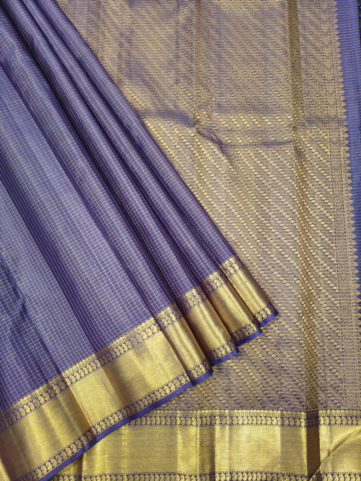 Blue with Golden Kanchi Silk Saree
