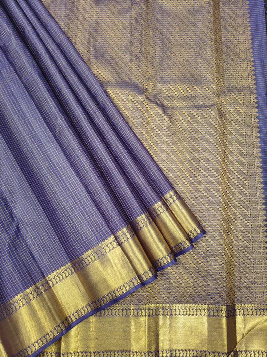 Blue with Golden Kanchi Silk Saree