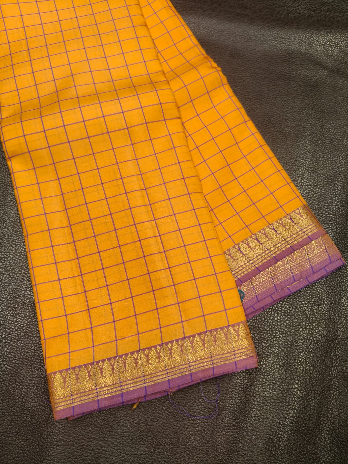 Yellow with gold border Kanchipuram Silk Saree
