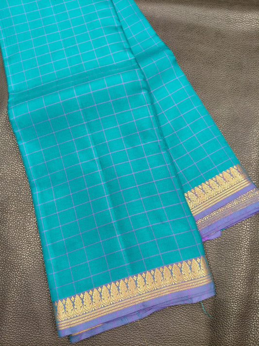 Light blue with blue Kanchipuram Silk Saree
