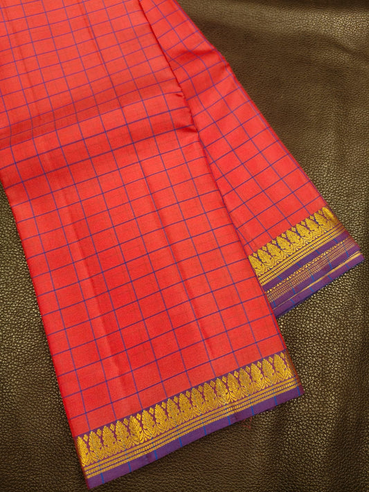 Light Red with gold Kanchipuram Silk Saree