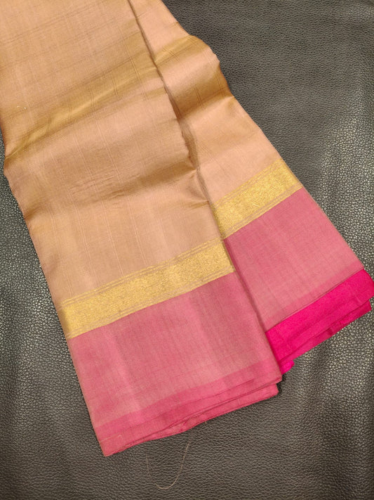 Gold with pink Kanchipuram Silk Saree