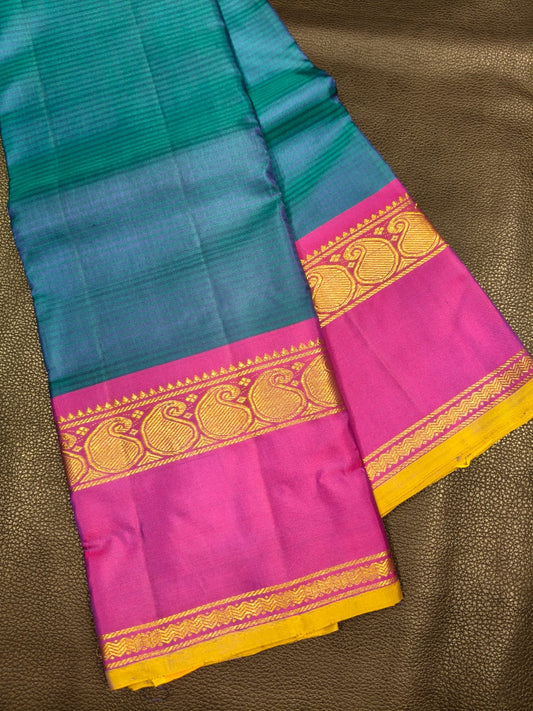 Blue with Pink Kanchipuram Silk Saree