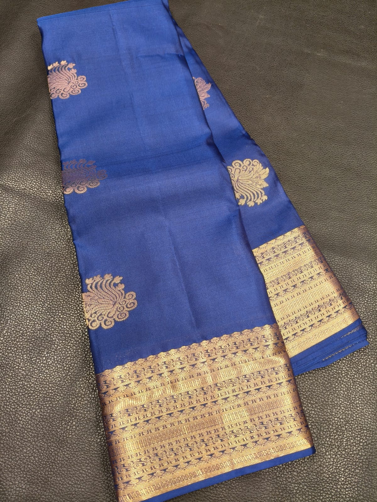 Blue With Gold Kanchipuram Saree USA