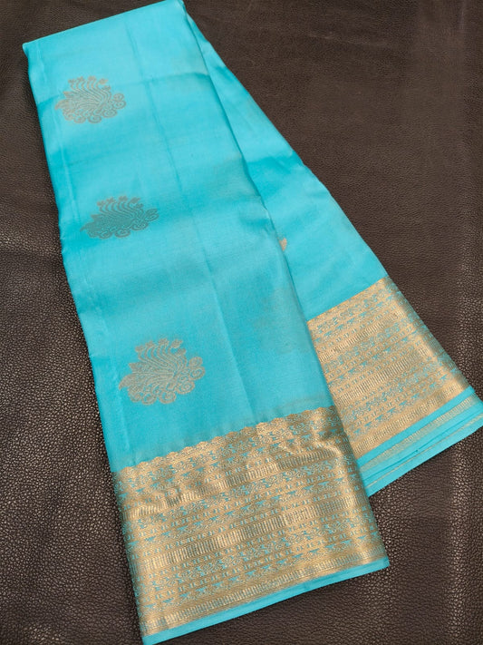Light Blue With Gold Kanchipuram Saree USA
