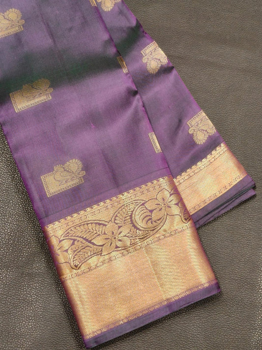 Purple With Gold Kanchipuram Saree USA
