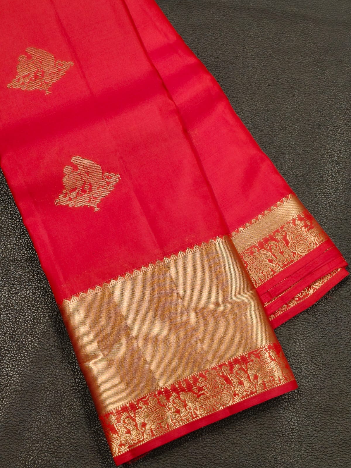 Red With Gold Kanchipuram Saree USA  