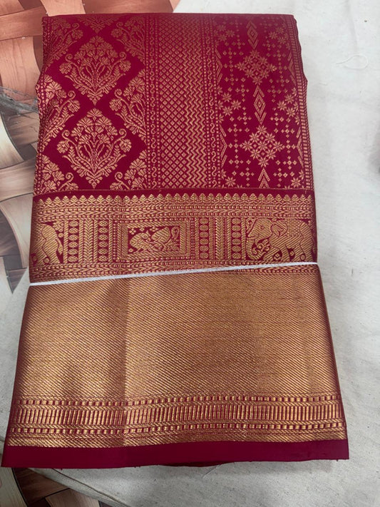 Red with gold border Kanchipuram Silk Saree