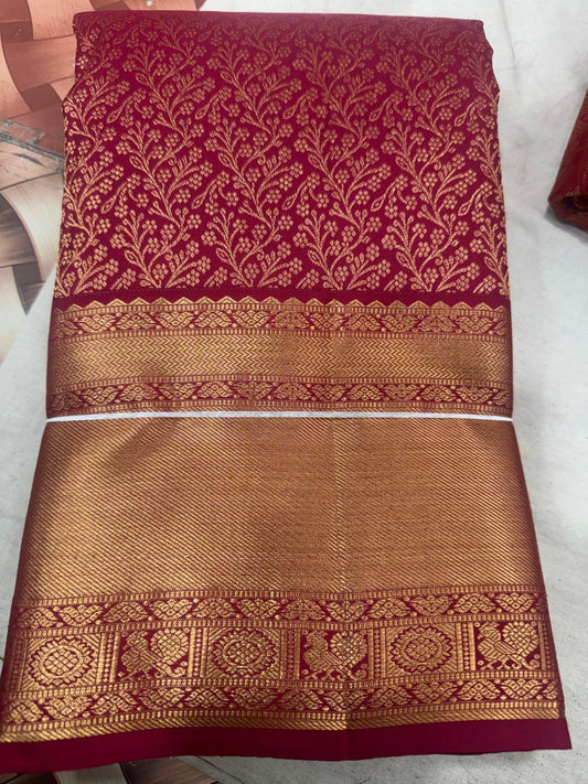 Red with gold border Kanchipuram Silk Saree