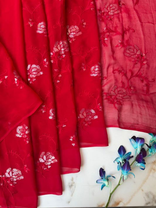 Red Color Party Wear Saree