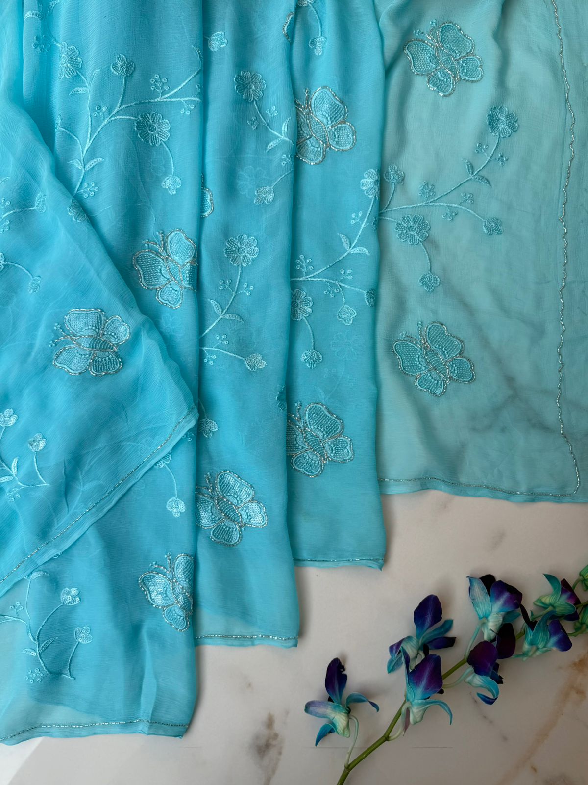 Sky blue Festival Saree USA
