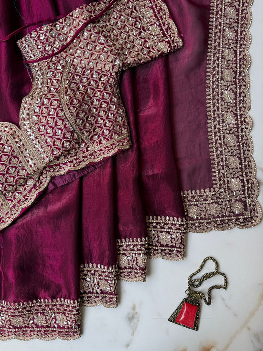 Wine Red  Festival Saree USA