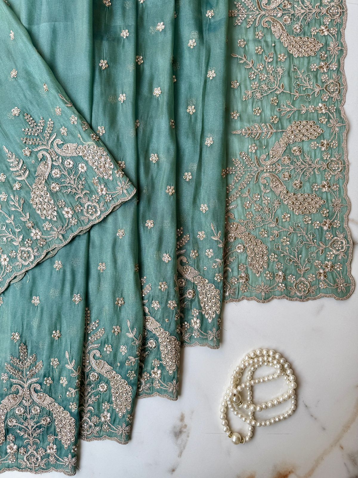 Sky blue Designer Wear Saree USA
