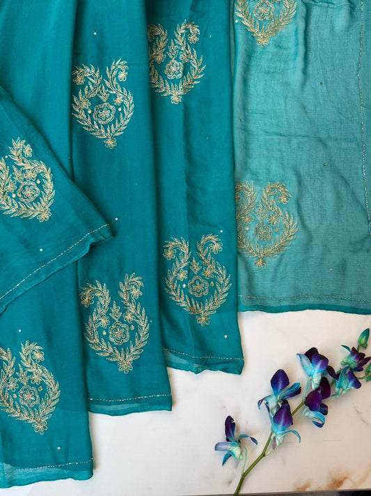 Sky blue Festival Saree USA