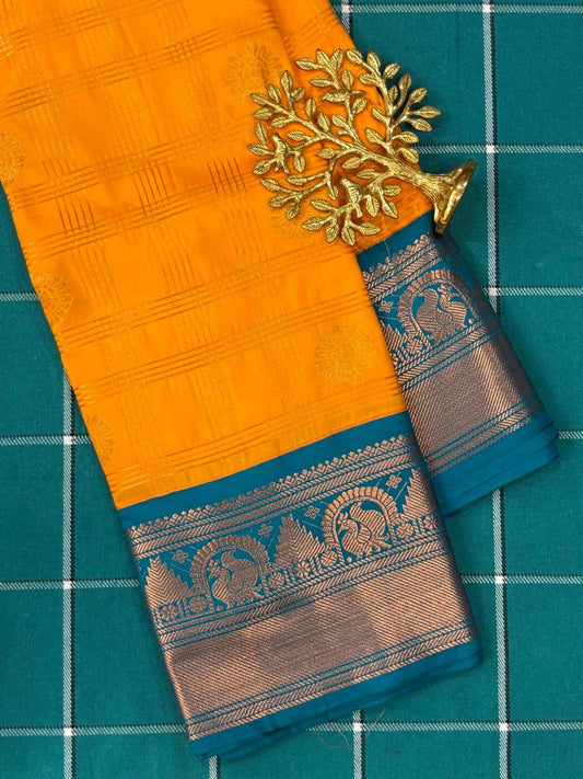 Orange Semi Silk Saree