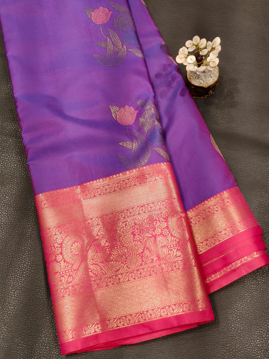 Purple Semi silk saree