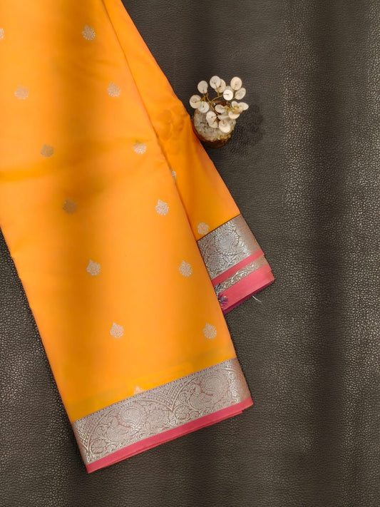 Yellow Semi Silk Saree USA