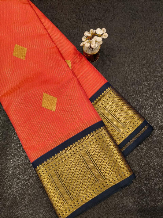 Orange Semi Silk Saree