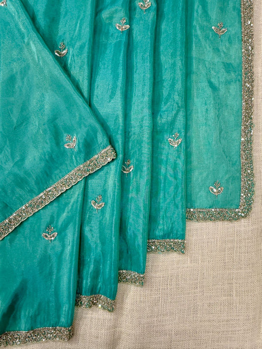 Sky Blue Designer Saree USA