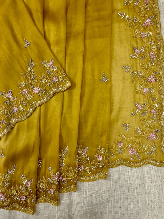 Yellow Designer Saree in usa